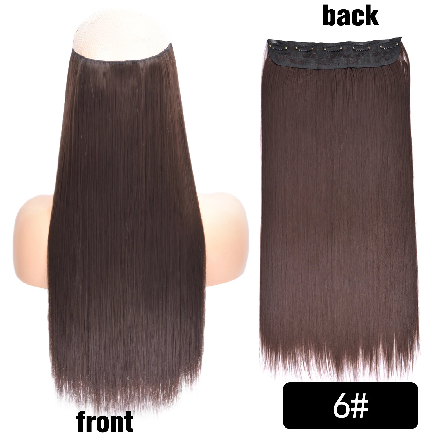 Long Straight 5 Clip In 22Inch Synthetic Hair Extensions Natural Fake Hairpiece