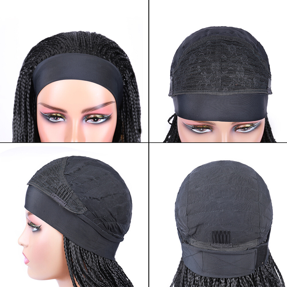 Long 24″ Wavy Box Braids Headband Wigs for Black Women Synthetic Wrap Braids Wig