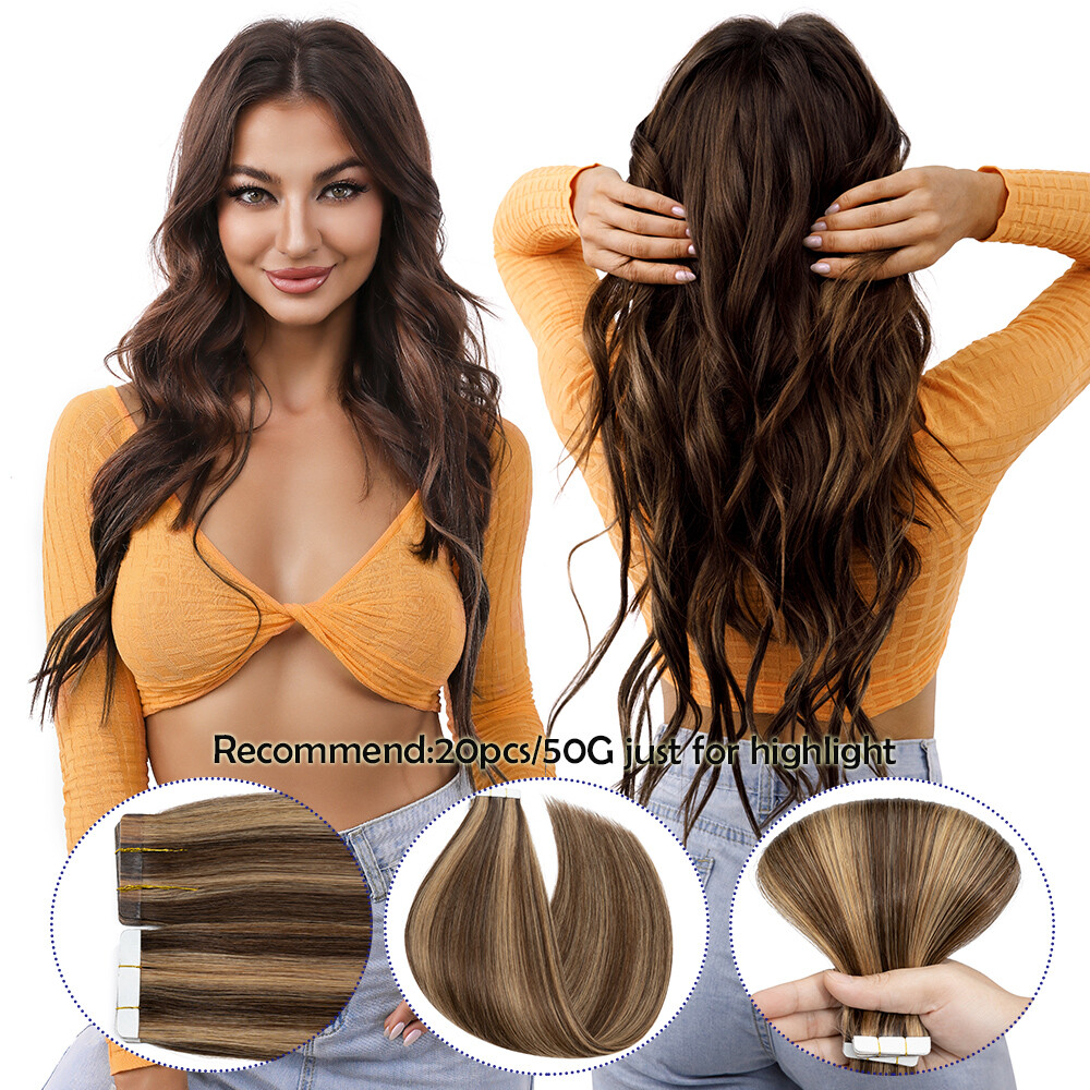 60PCS 150G Remy Tape in Real Human Hair Extensions Russian 12″-24″ Ombre Thick F
