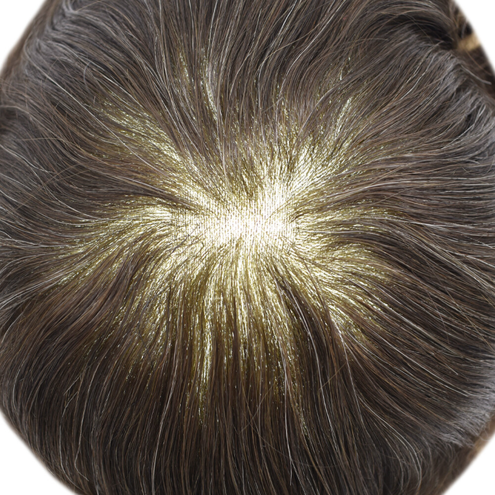 Mens Toupee Full Poly Hairpiece All Skin PU Human Hair Replacement System Wig US