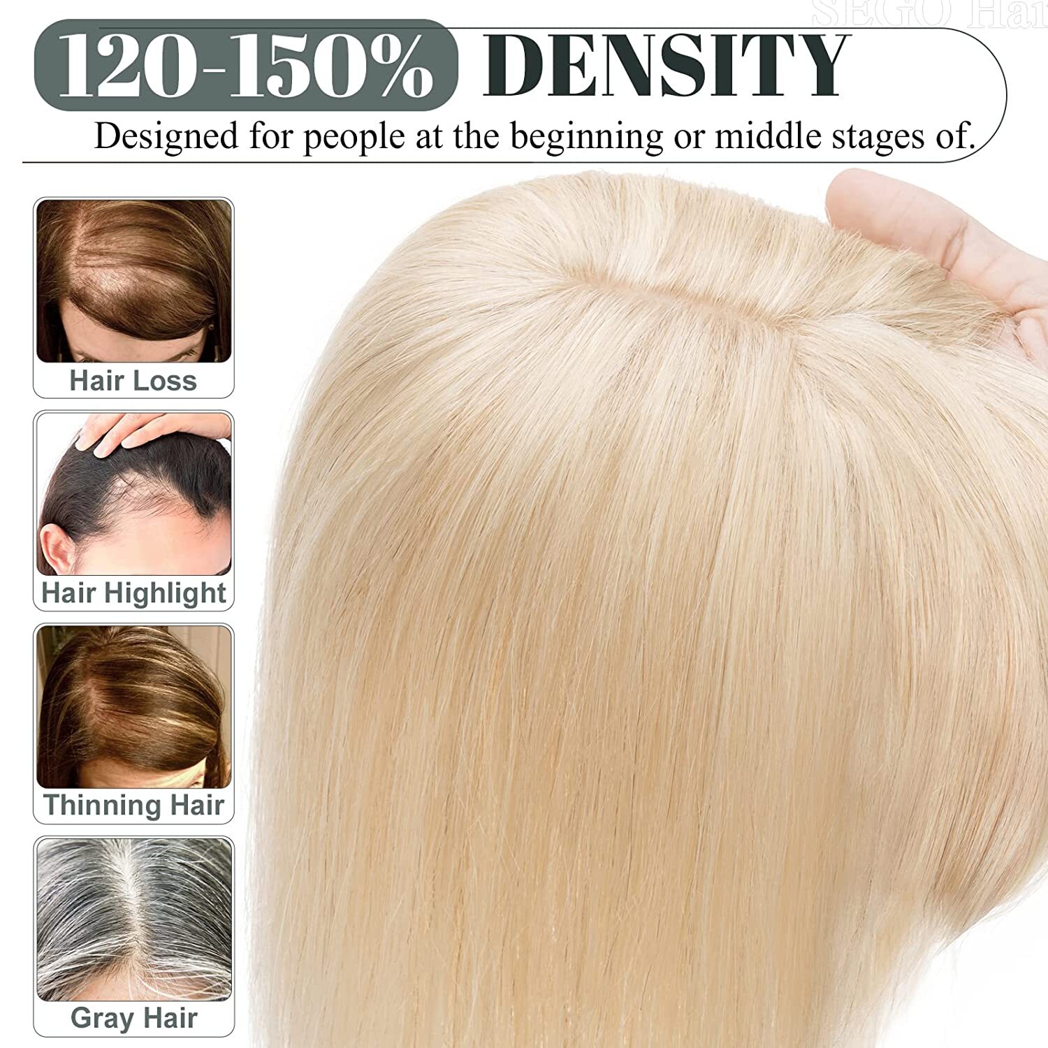 100% Remy Human Hair Topper Toupee Hairpiece Wigs Clip In Silk Base Honey Brown