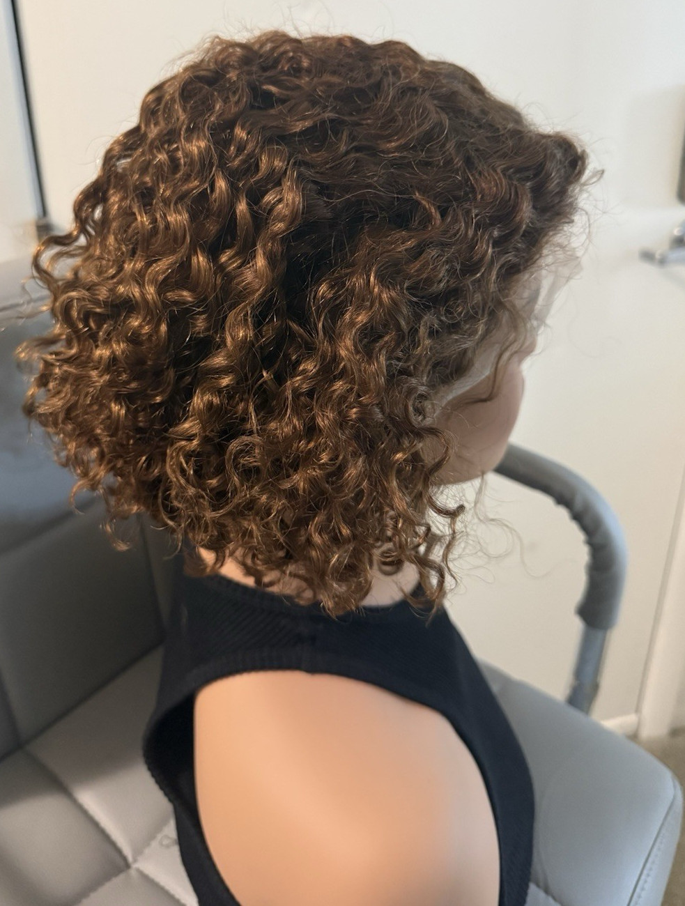 Medium Brown Curly Wig for Women Adult Natural Look Hairpiece