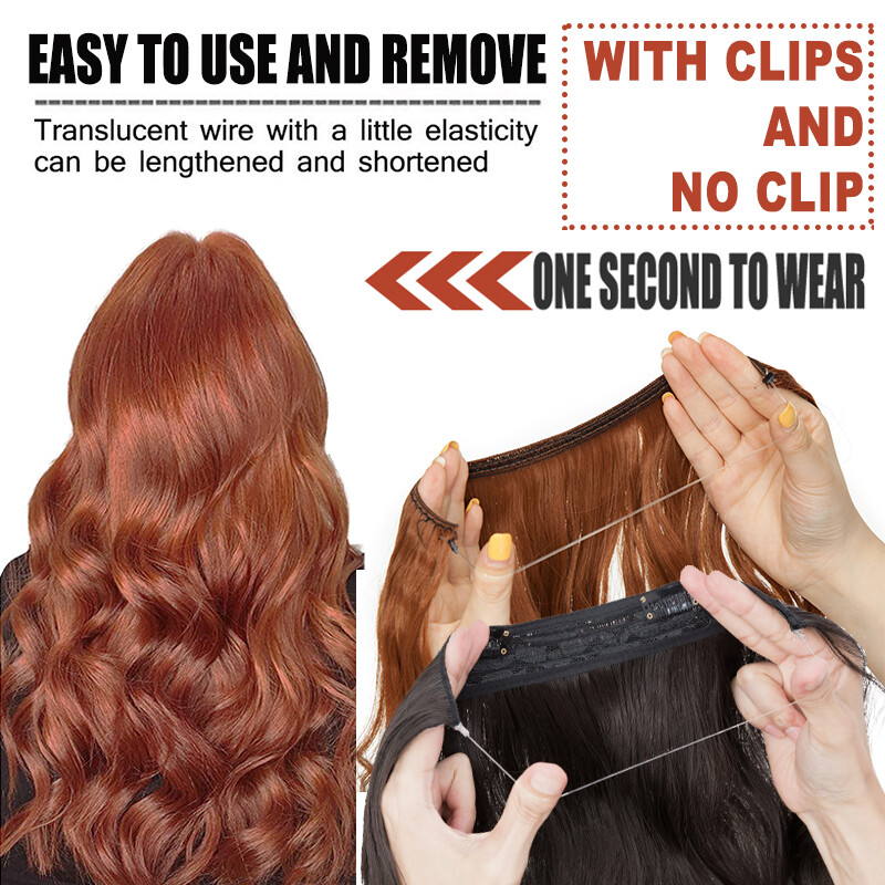 Hidden Secret Wire In Hair Extensions Invisible Head Band Natural Ring Hairpiece