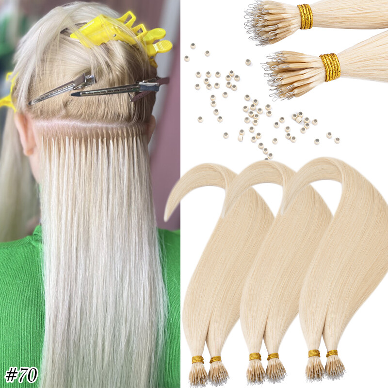 CLEARANCE Nano Ring Tip Real Hair Extensions Russian Remy Human Hair Thick 1G/S