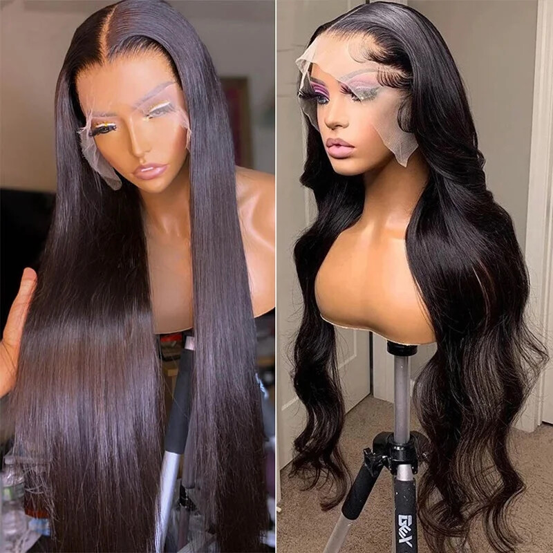 Human Pre Plucked Bleached Knots Lace Wig Transparent Raw Hair Lace Front Wigs