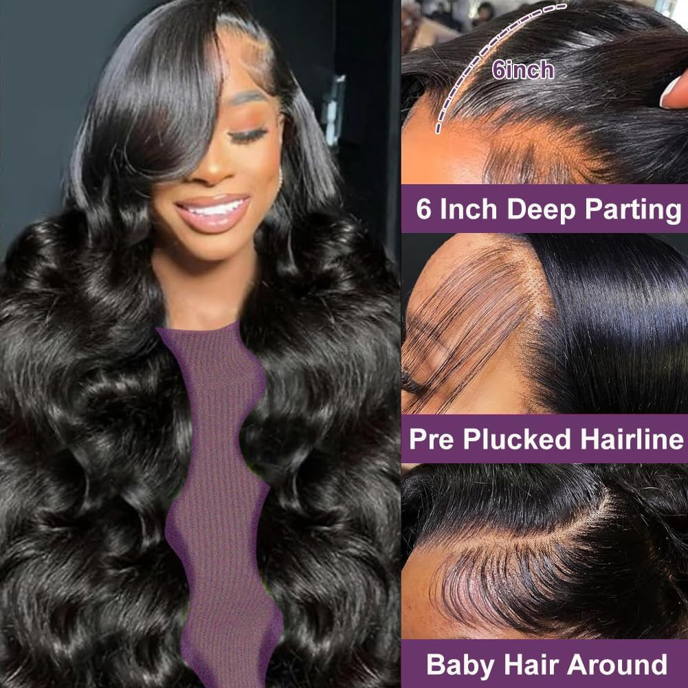 30 Inch 13X6 Lace Front Wigs Human Hair 220 Density Body Wave HD Lace Front Wigs