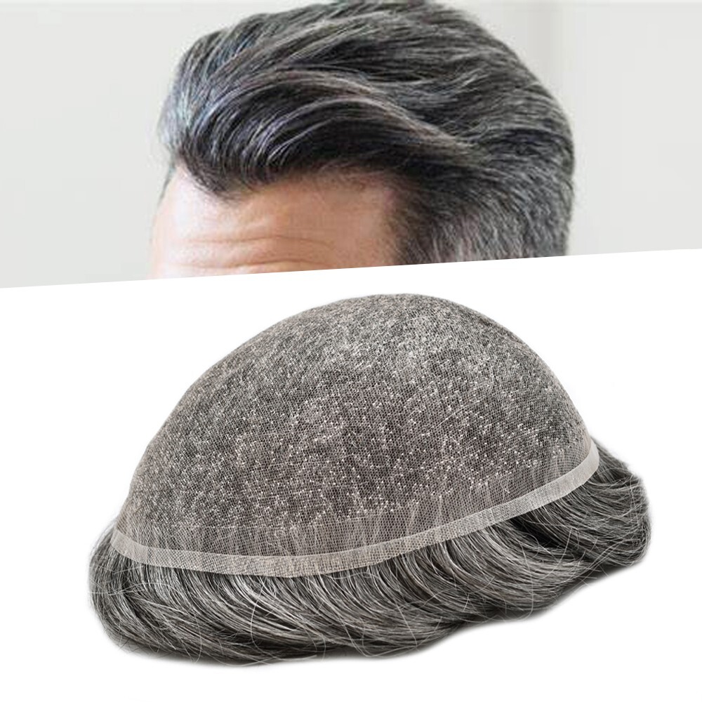 Full Swiss Lace Mens Toupee Light Density Human Hair System Replacement for Men