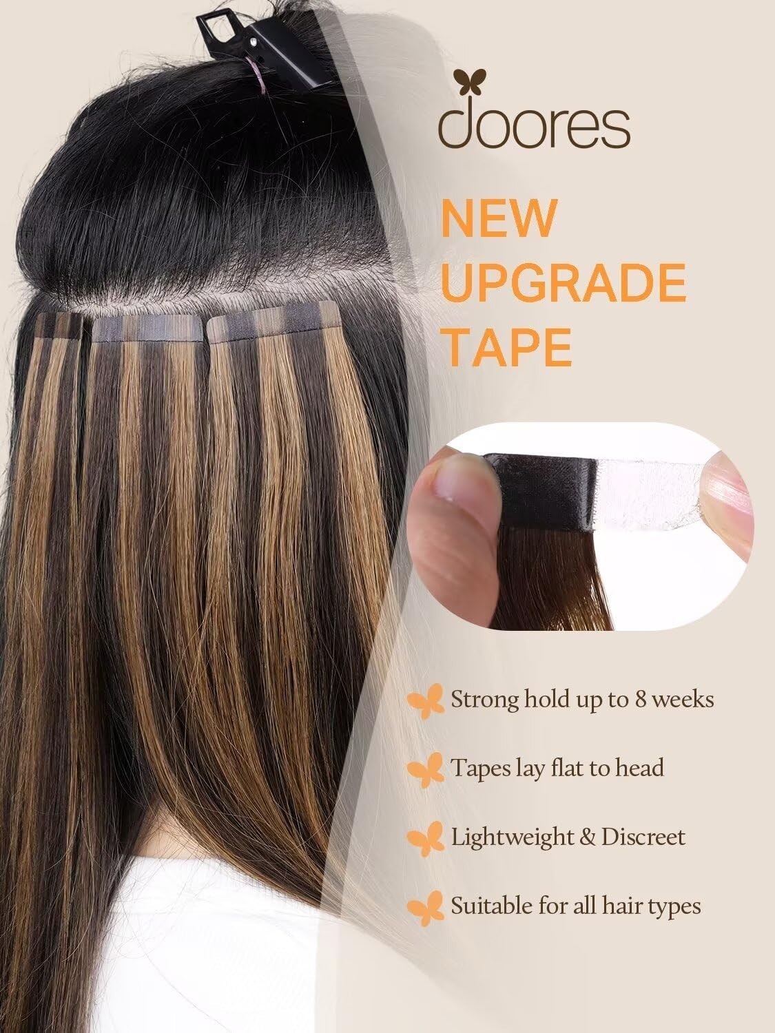 10 Inch Remy Human Hair Tape In Extensions – Dark Brown to Chestnut Brown