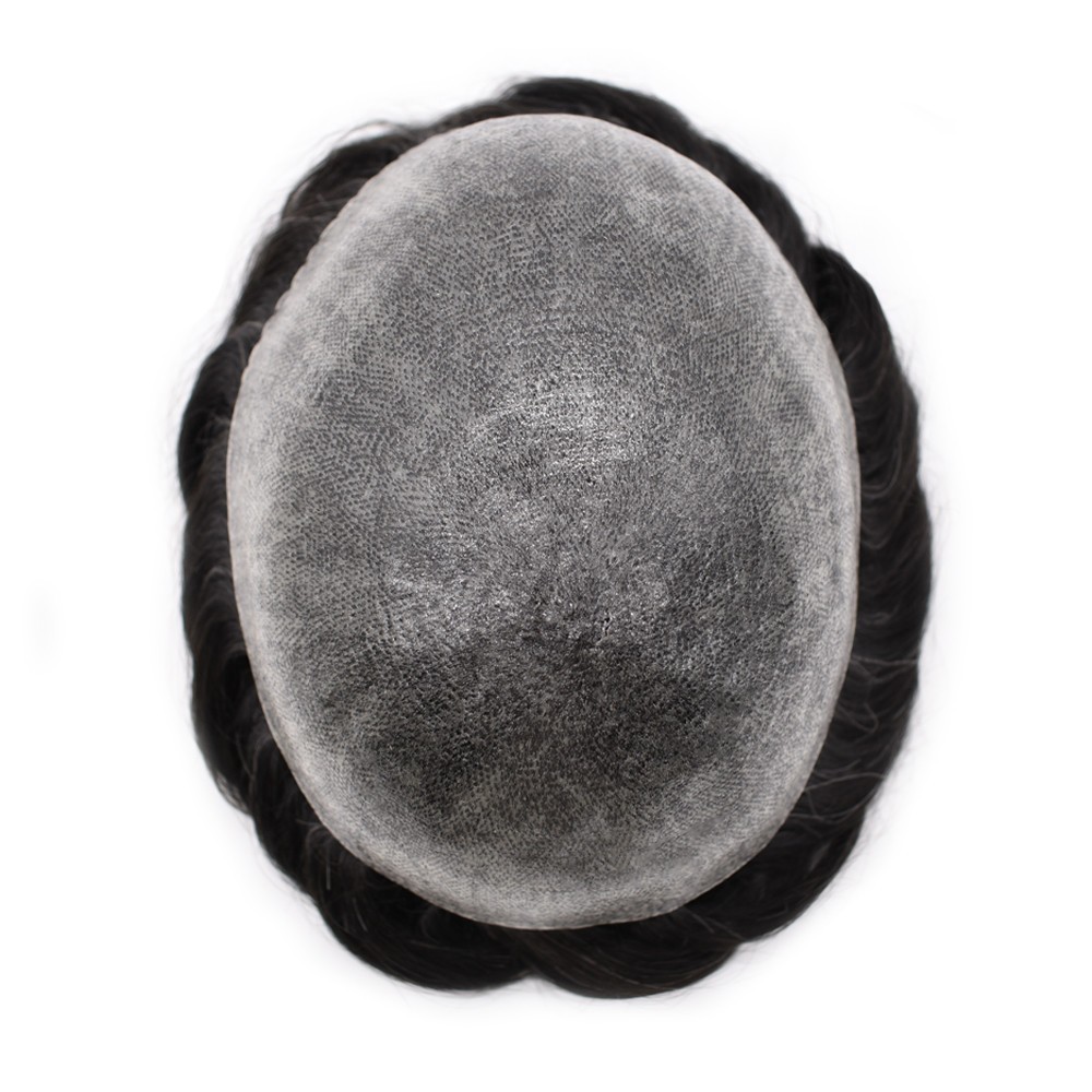 Full Poly Thin Skin Toupee Mens Hair Replacement System Human Hair PieceCustom