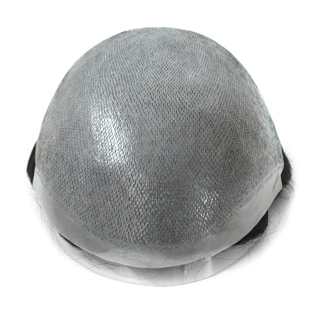 Toupee Mens Human Hair Thin Skin Replacement System Gent Hairpieces Black Hair