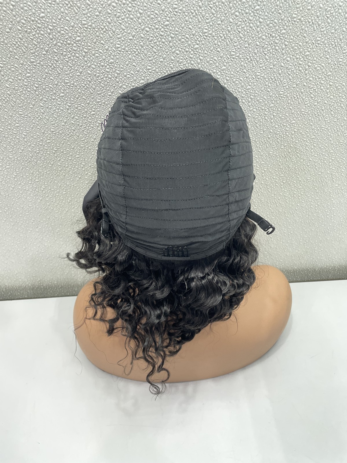 Wenyan Natural Black Deep Wave Human Hair Headband Glueless Wig, 12″