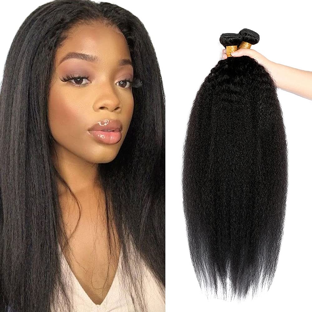 Crmbmod 1B Black Bundles Human Hair Yaki Straight Bundles 16 18 20 Inch