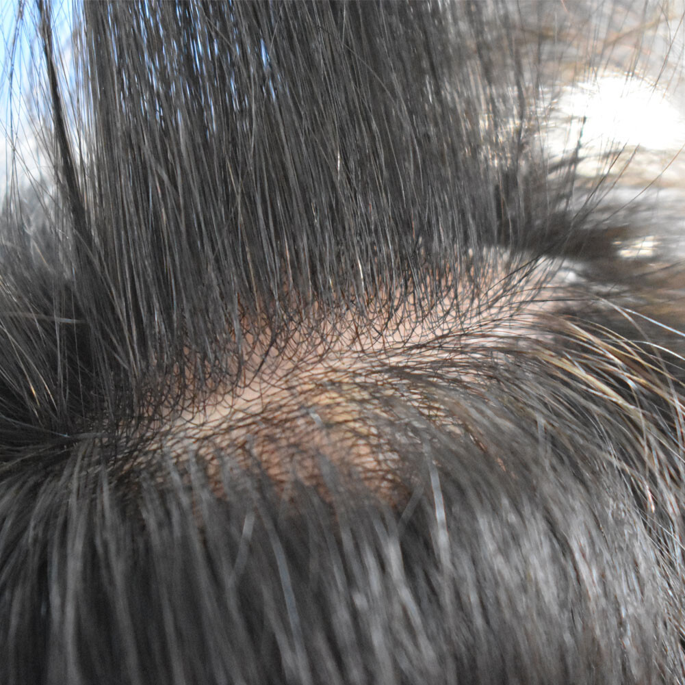 Mens Toupee Human Hair Piece Ultra Thin Skin V-Loop Men Hair Replacement System