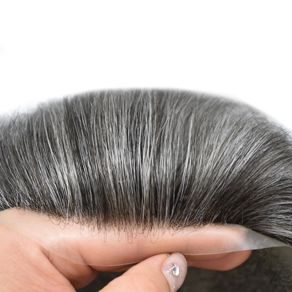Ultra Thin Skin Mens Toupee Hairpieces PU System Wig Mens Hair Replacement