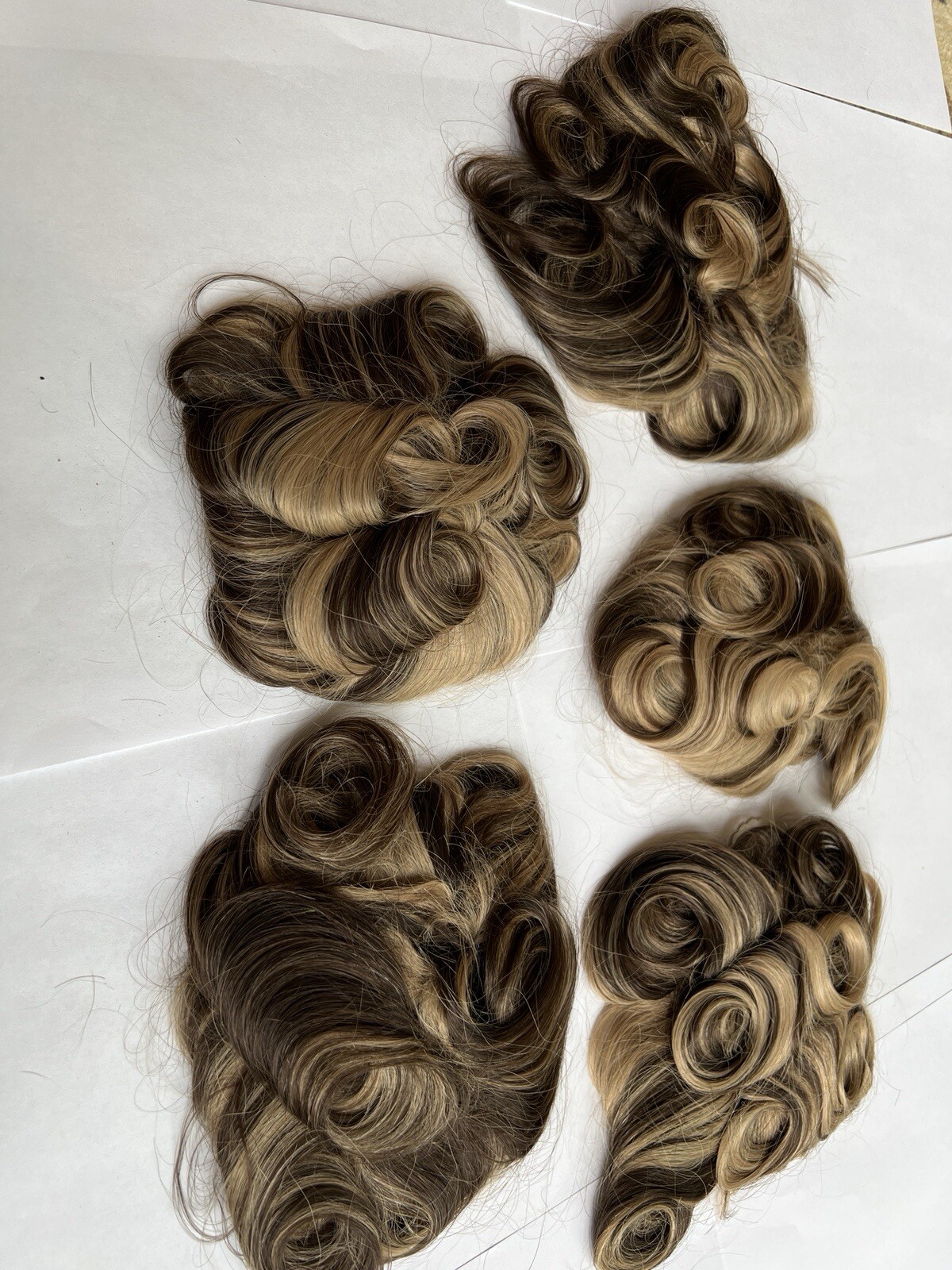 100% Human Hair Wiglet Dark Brown & Hazelnut Curly Claw Hairpiece Extension New