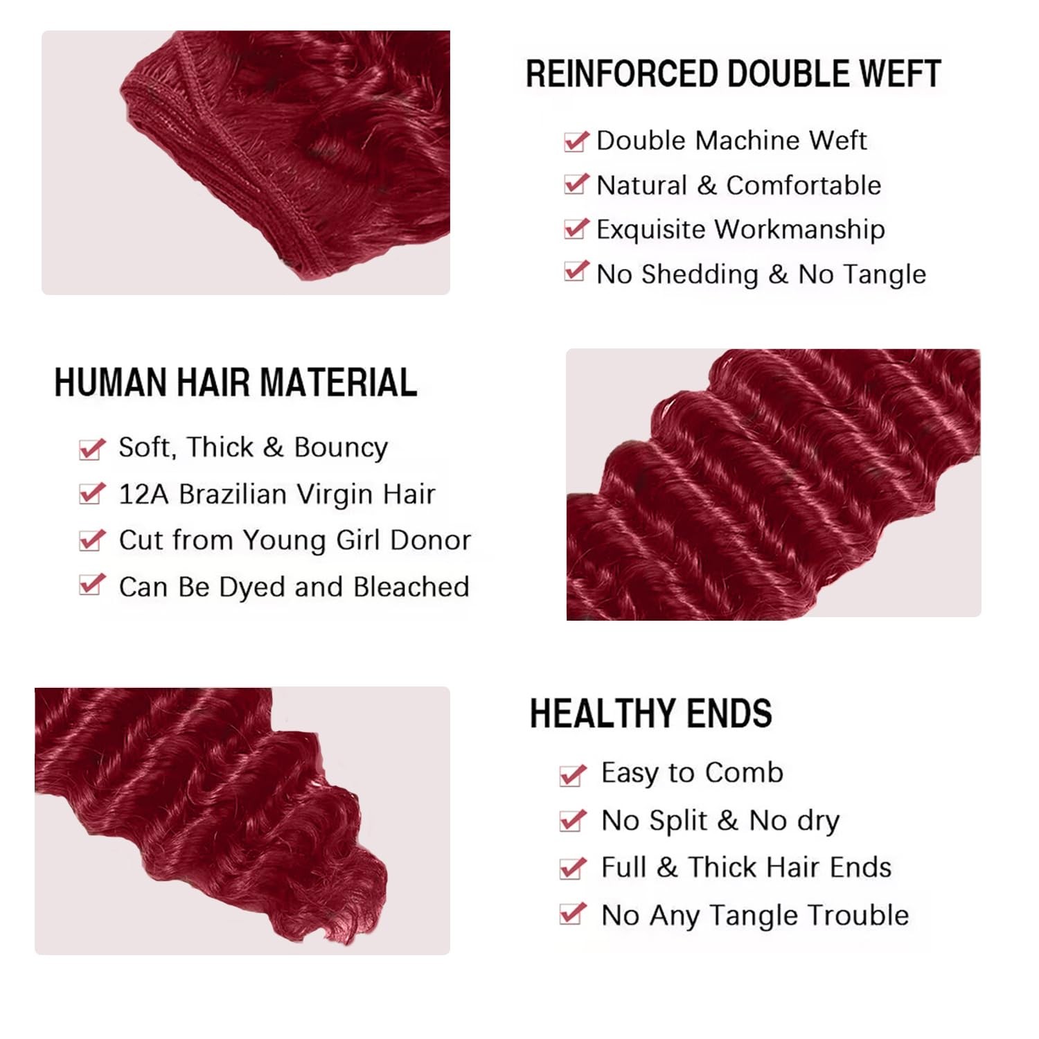 Fdola Deep Wave Bundles Human Hair 12A Human Hair Bundles 22 24 26 Inch 3