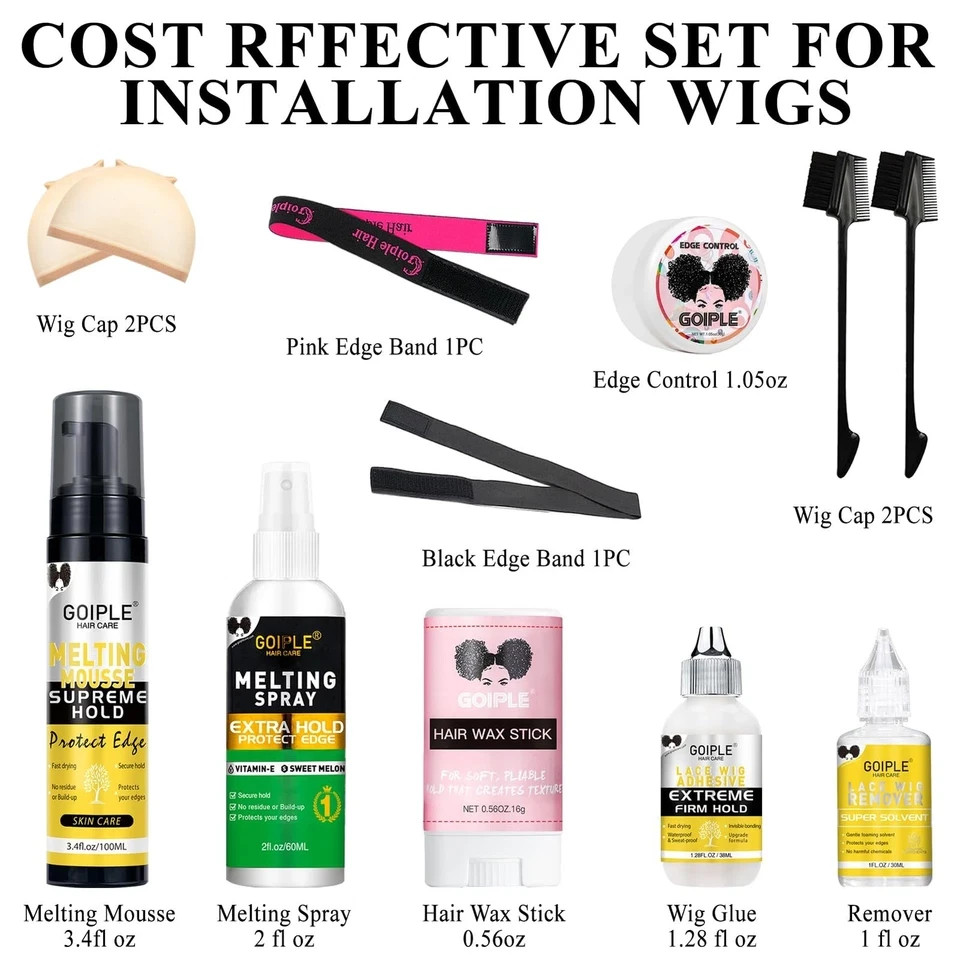 Lace Melting and Holding Mousse Glue-Less Hair Adhesive for Wigs, Wig Glue La…