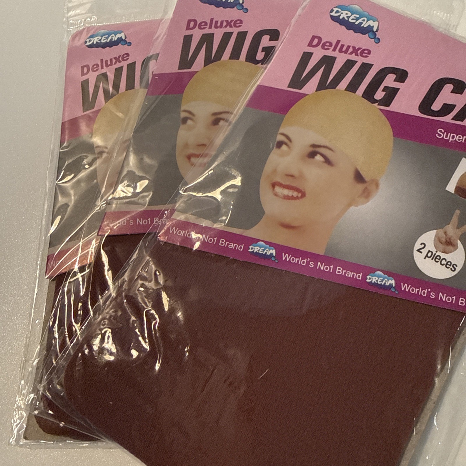 12 packs (24pcs) Dream Deluxe Wig Cap Stocking Wig Liner Black Brown Beige ect