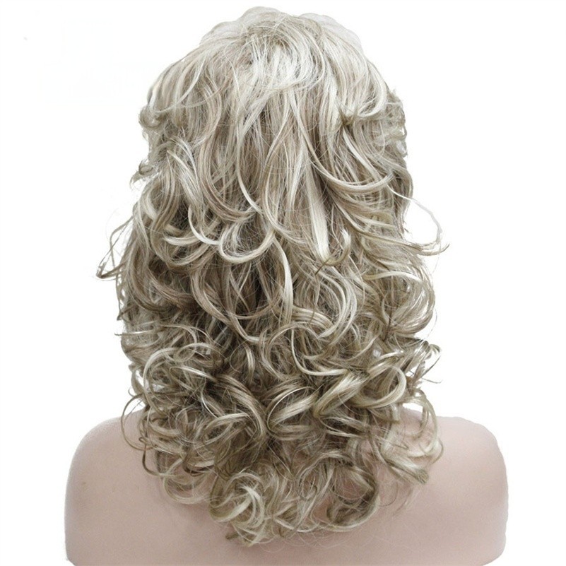 Fashion Layered Long Natural Blond Brown Curly Wavy Women’s Wigs