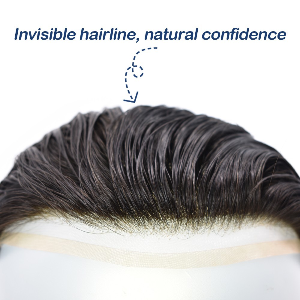 Welded Lace Front Mens Toupee Fine Mono Poly NPU Around Hair Replacement System
