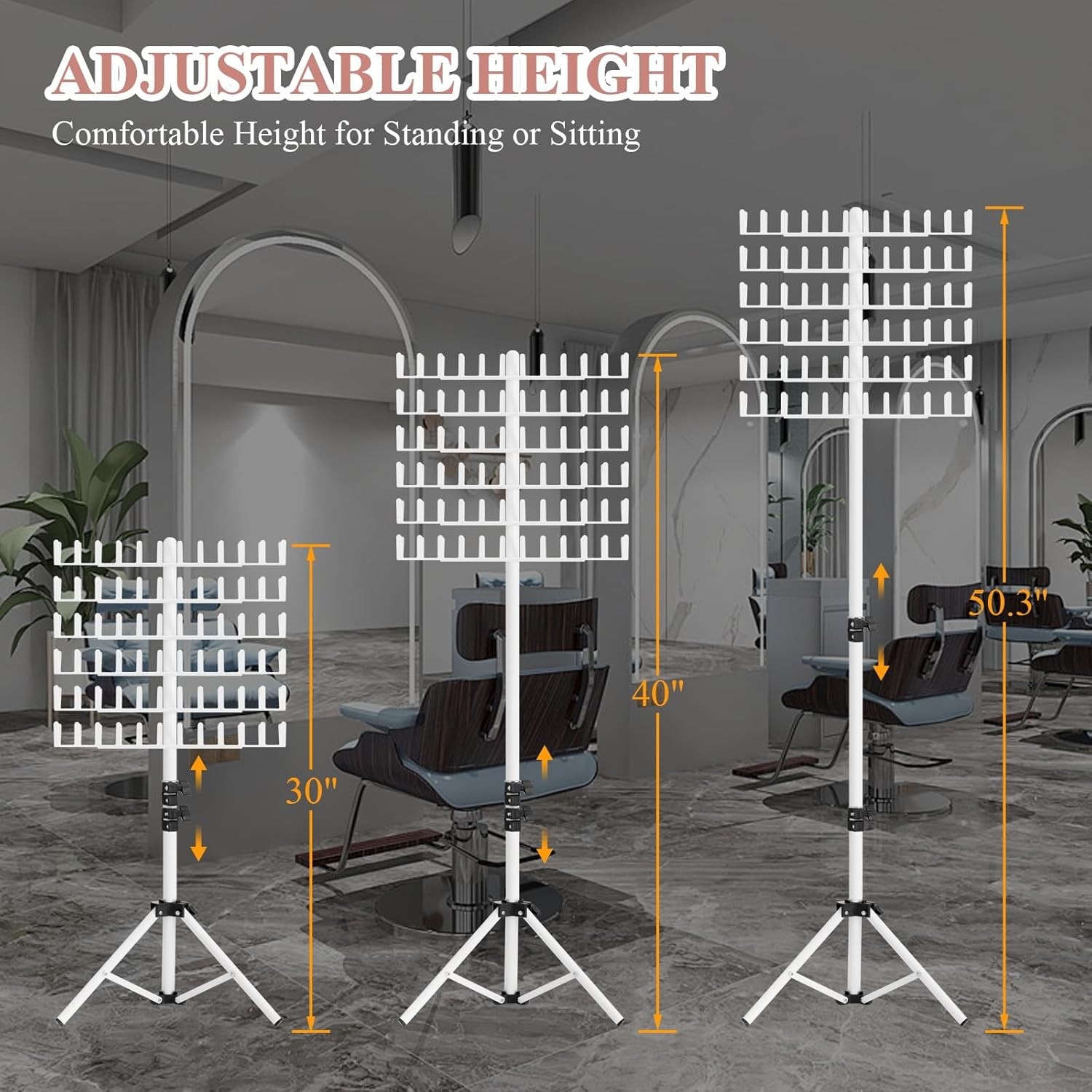 Braiding Hair Rack Height Adjustable 144 Pegs White