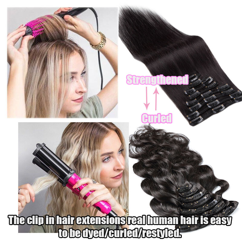 CLEARANCE Clip In 100% Real Human Remy Hair Extensions Full Head Highlight LONG