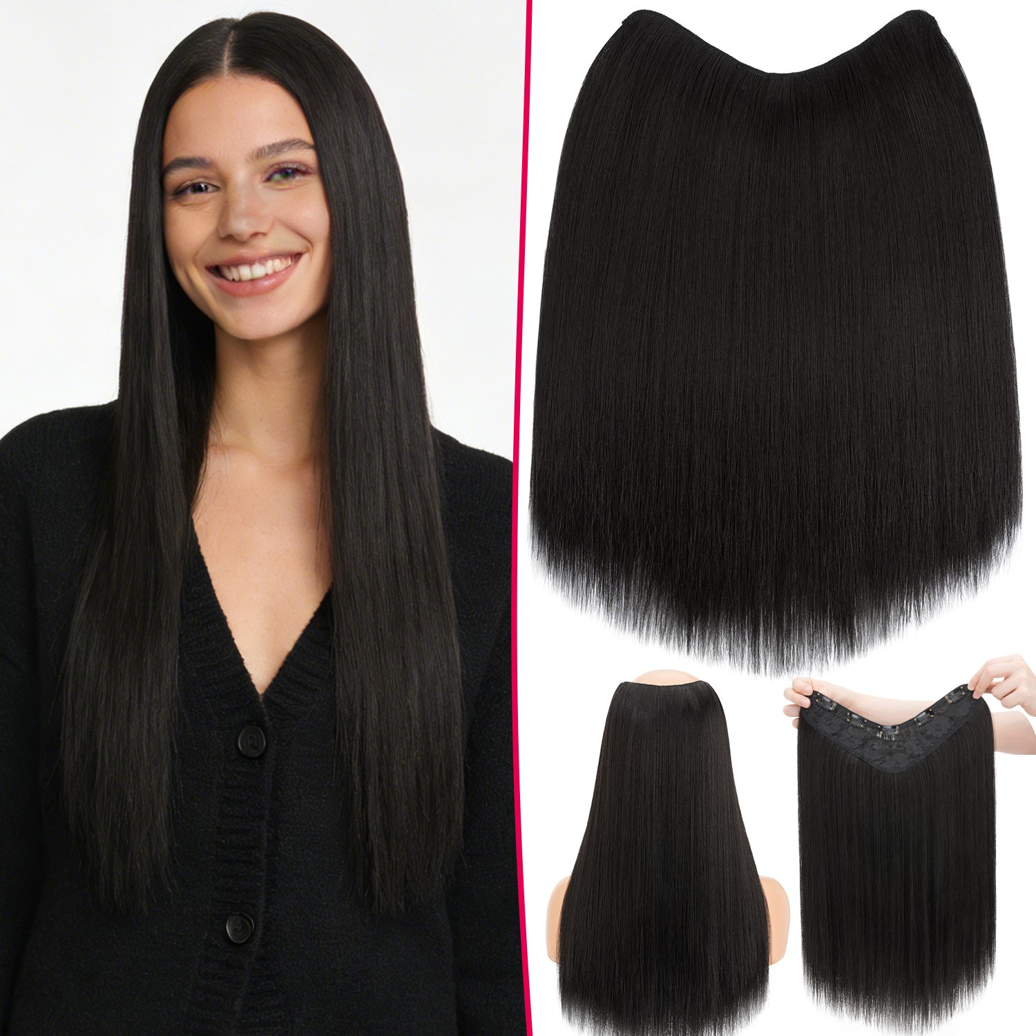 1PCS THICK 100% Real Natural Clip in AS Human Hair Extensions Full Head Straight