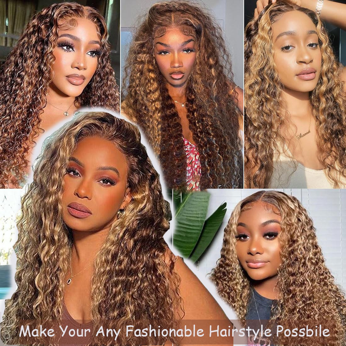 5×5 Deep Wave Honey Blonde Lace Front Wigs Transparent Lace Wigs Human Hair
