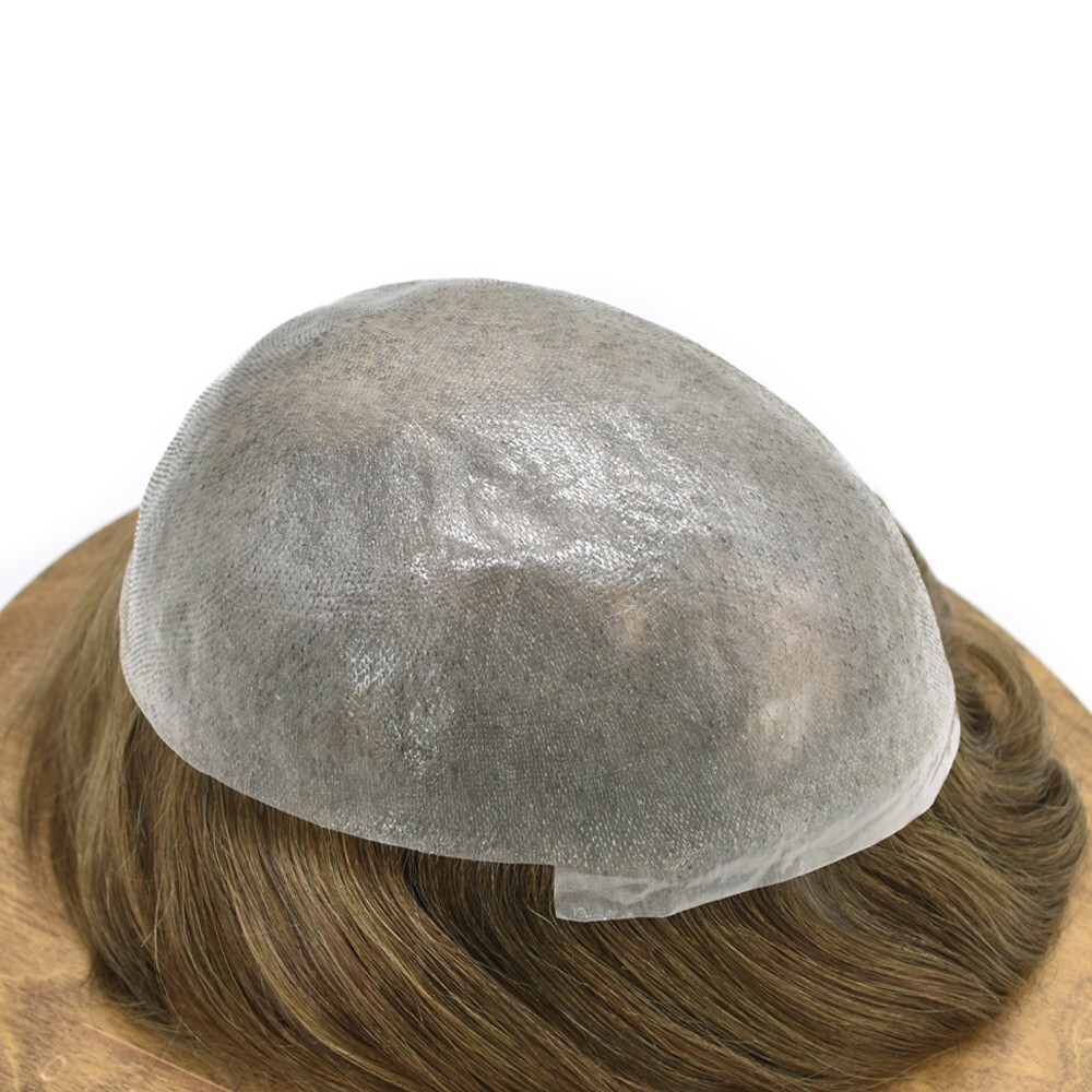 Mens Toupee Hairpiece 0.06mm Thin Skin Invisible V-Loop Poly Pu Hair System Wig
