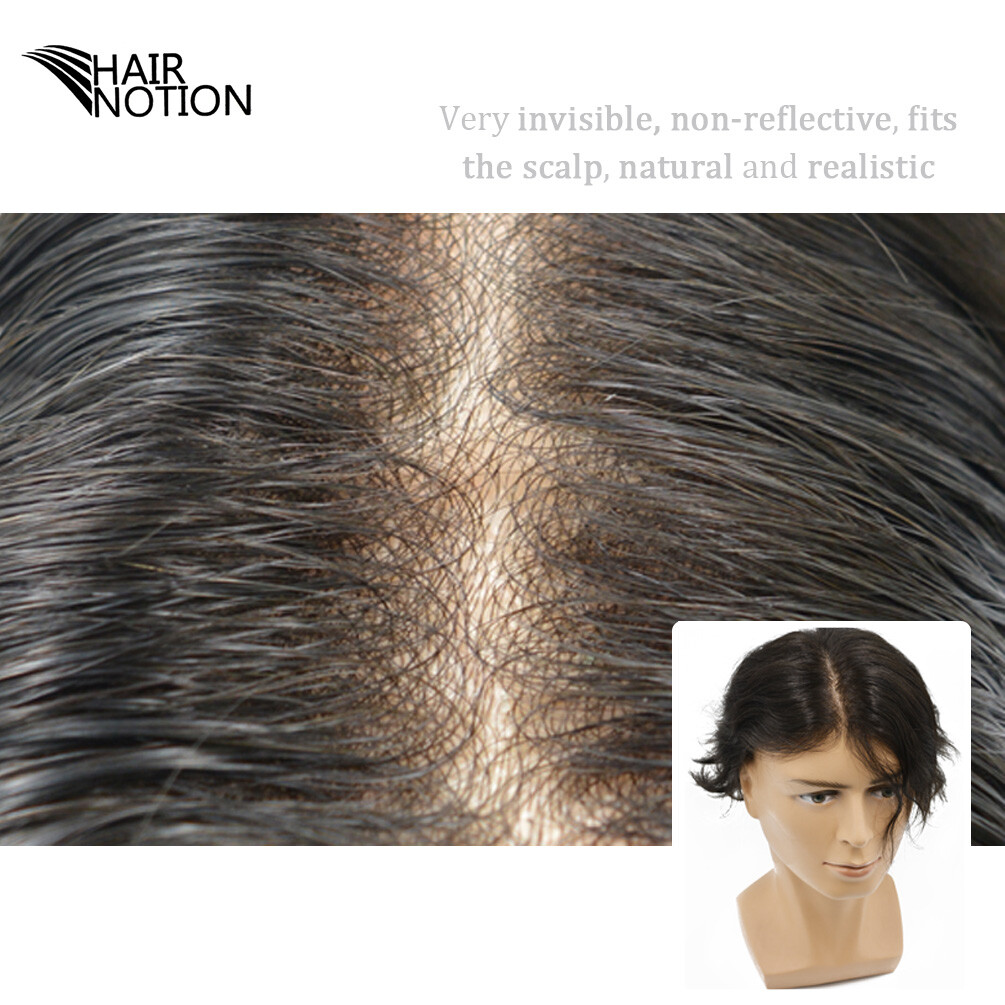 0.04MM Poly Thin Skin Hairpiece Men’s Super Thin Skin Toupee Hair System for Men