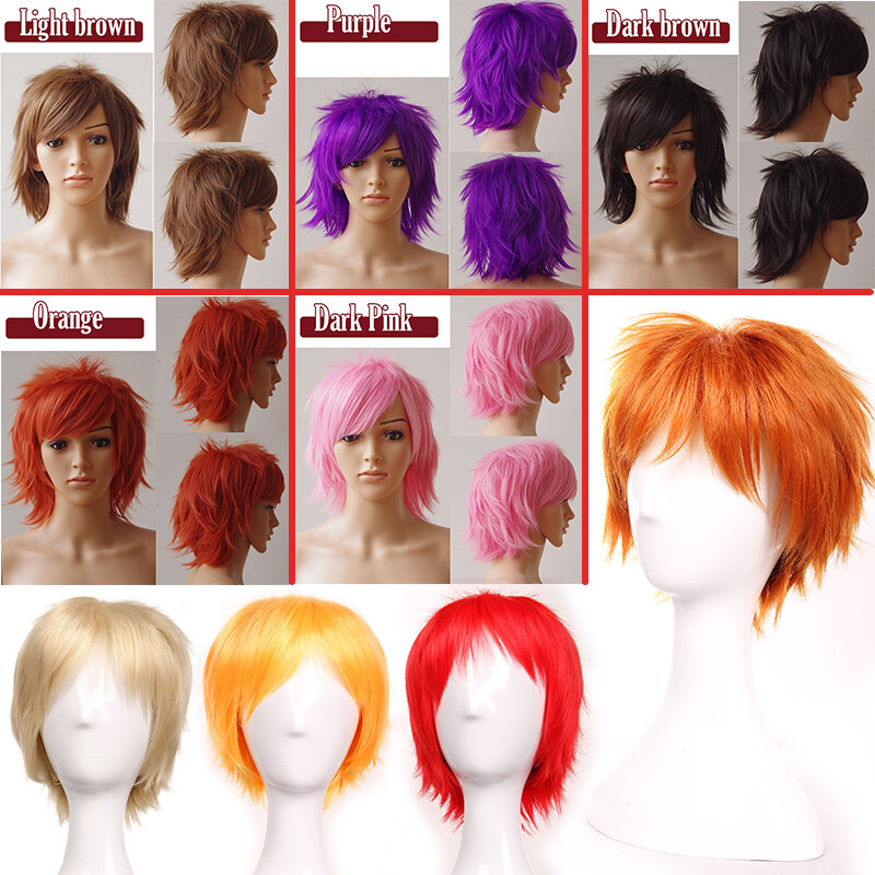 Multi Color Short Straight Hair Wig Anime Party Cosplay Full Hot sell Wigs Orang