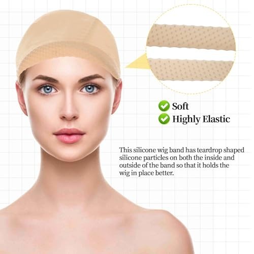 3 PCS Wig Grip Band, Adjustable Silicone Wig Headband, Non Slip Wig Bands Elasti