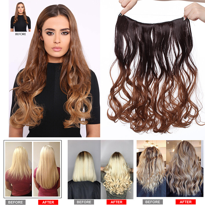 100% Natural Elastic Headband Secret Hair Extension No clips Hairpeices K3