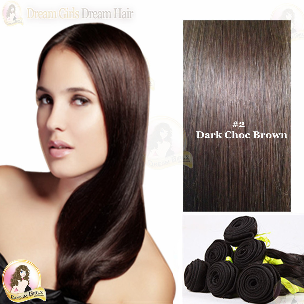 20″ Indian 100% Human Remy Weft Hair Extensions 100g Double Drawn #2 Dark Brown