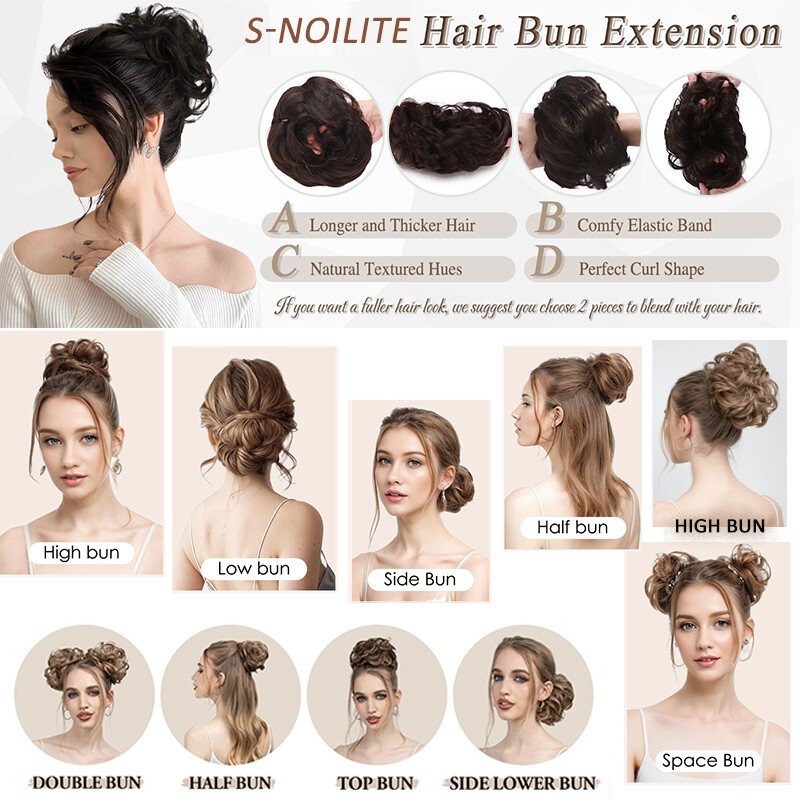 Natural As Human Hair Messy Bun Ponytail Extensions Curly Scrunchie Updo Chignon