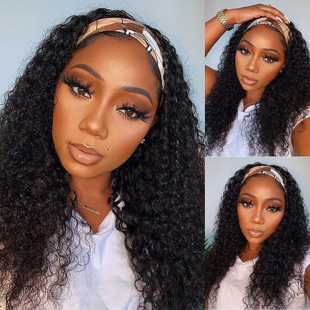 Luxurious 16 Inch Deep Wave Human Hair Headband Wig – Lightweight & Easy to Wear