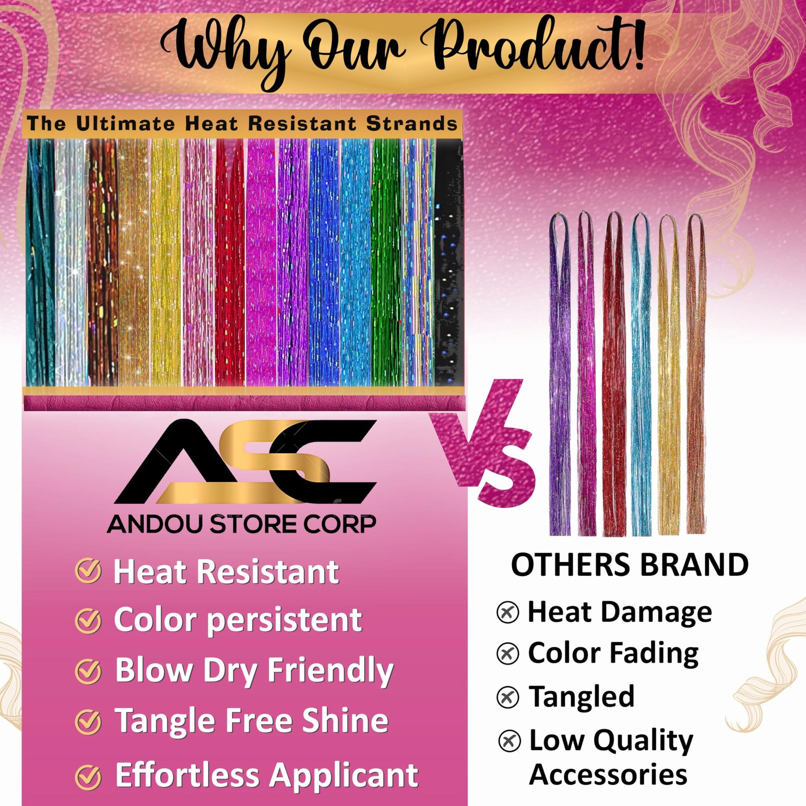 | 14 Colors | Up To 6800 Strands | Heat Resistant 48 Inch, 14