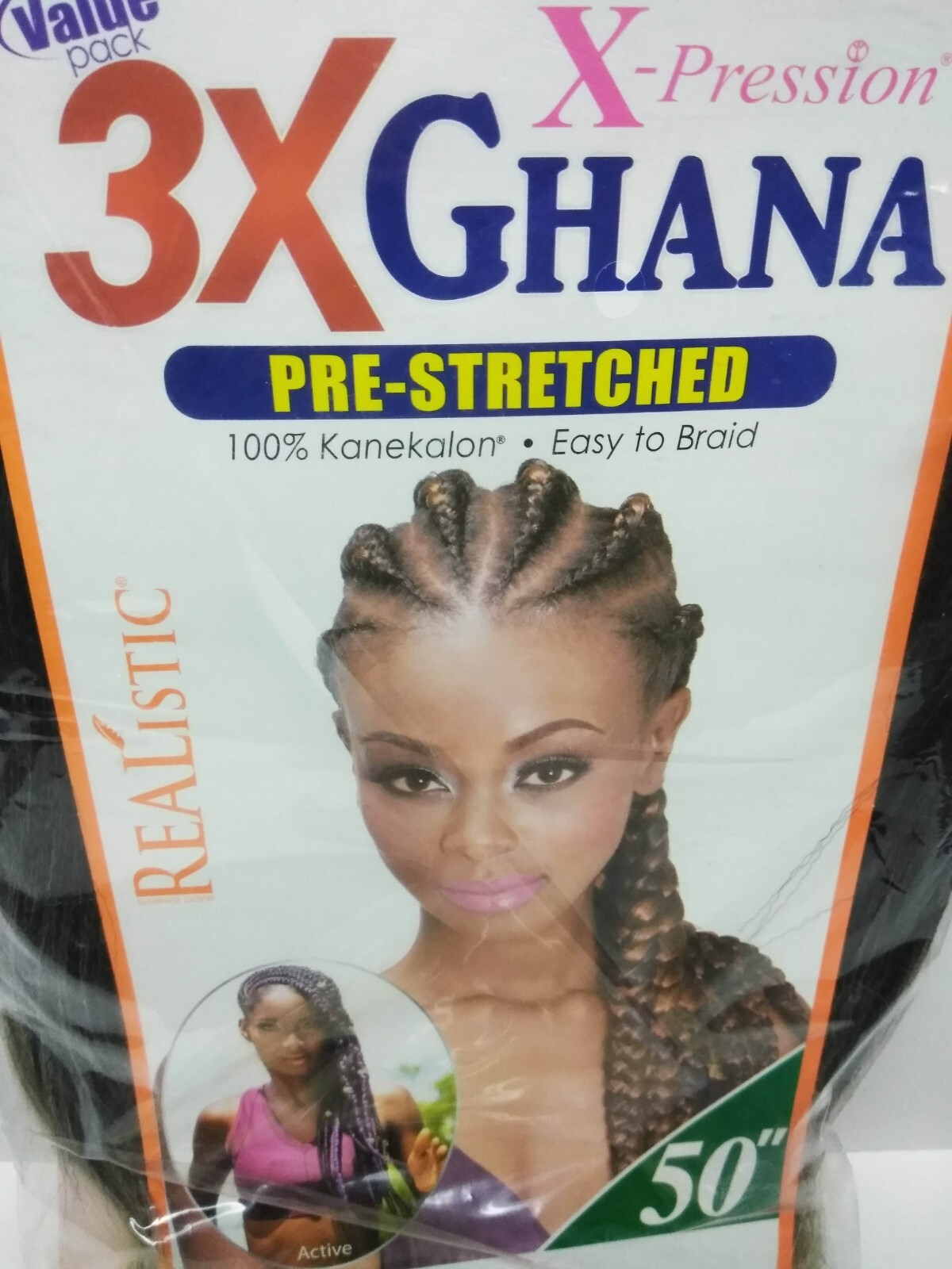 X-Pression 3x Ghana Pre-Stretched 50” Braiding Hair 100% Kanekalon 3-Pack T18613