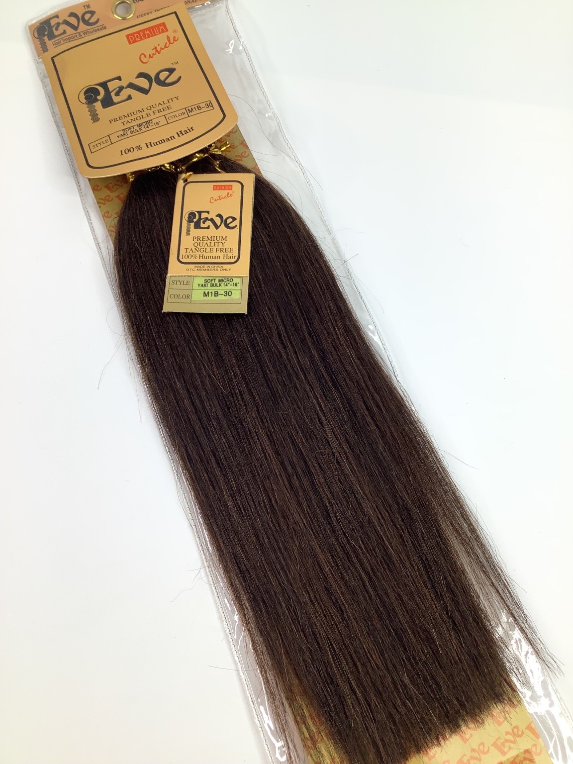 Eve 100% Human Hair Extensions M1B-30 Soft Micro Yaki Bulk 14-18″