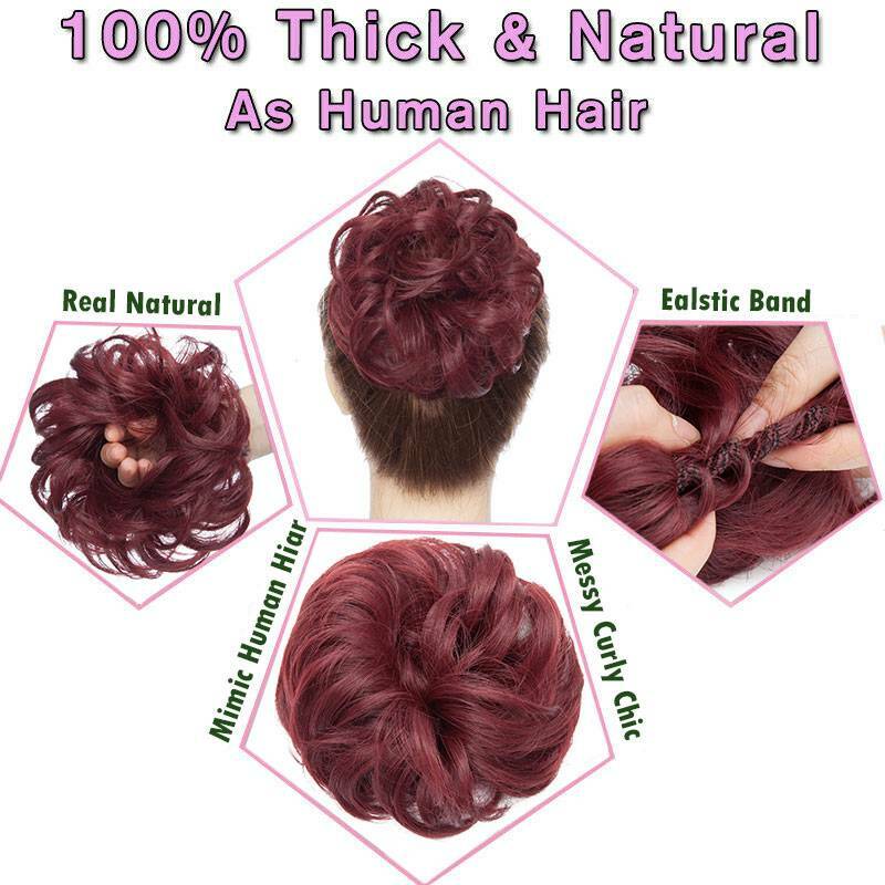 Natural Small Hair Scrunchie Wrap Hairpiece Curly Messy Bun Updo Hair Extensions