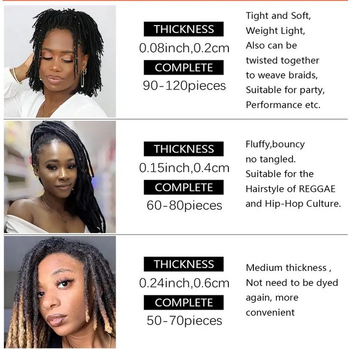 8″ Dreadlocks 100% Human Hair Extension Handmade Jamaican Braided Dread-Sale