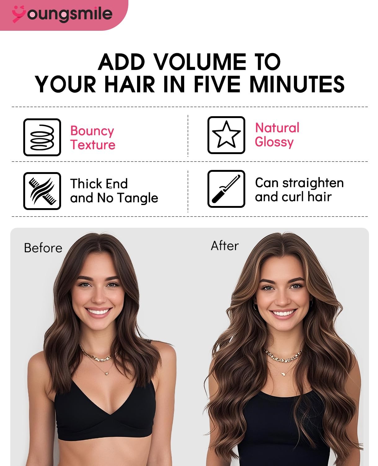 Clip in Hair Extensions 7Pcs 140g 14 Inch #4P27 Chocolate Brown/Caramel Blonde
