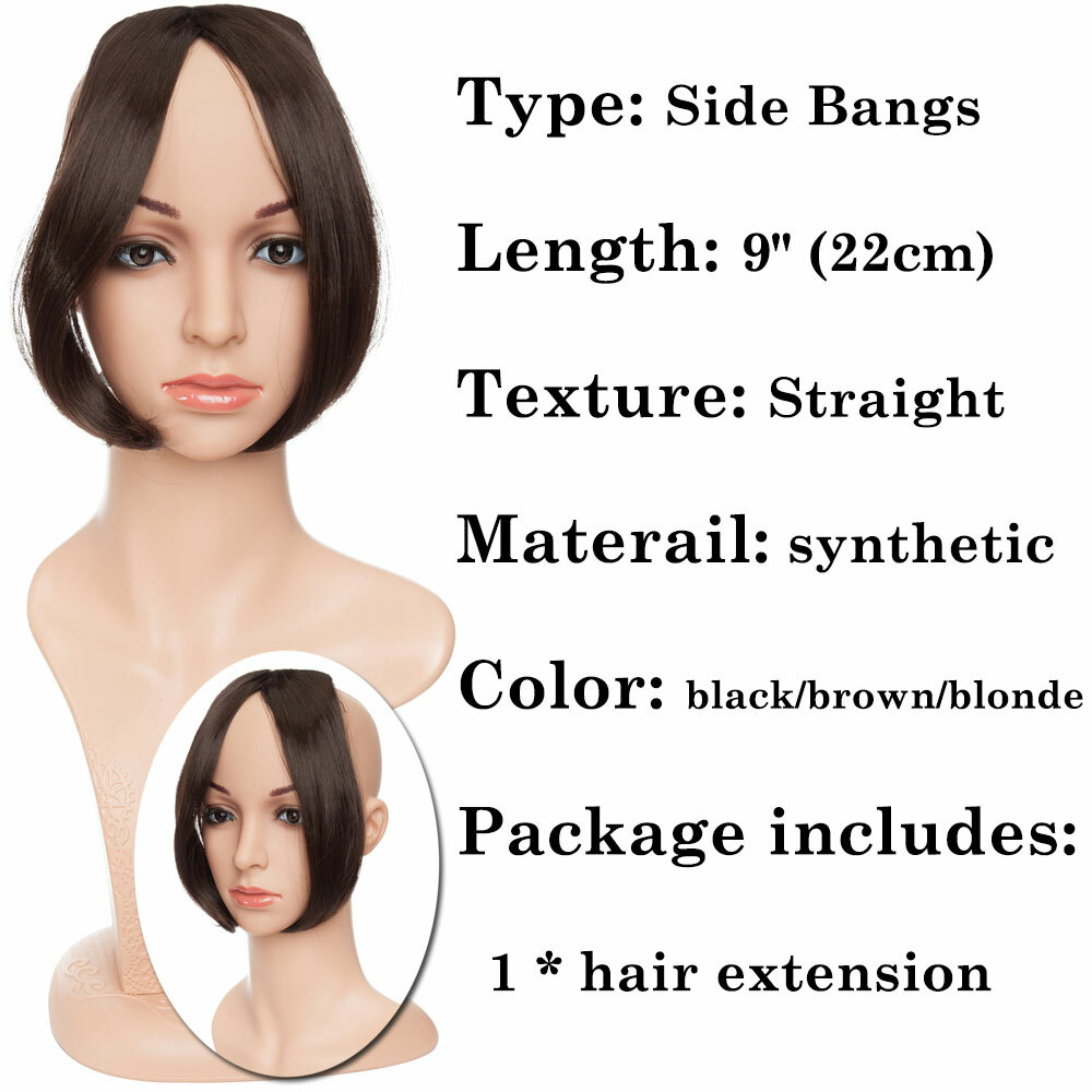 Neat/Side Bangs Real as Human Hair Extensions Clip in Fringe Front Hairpiece USA