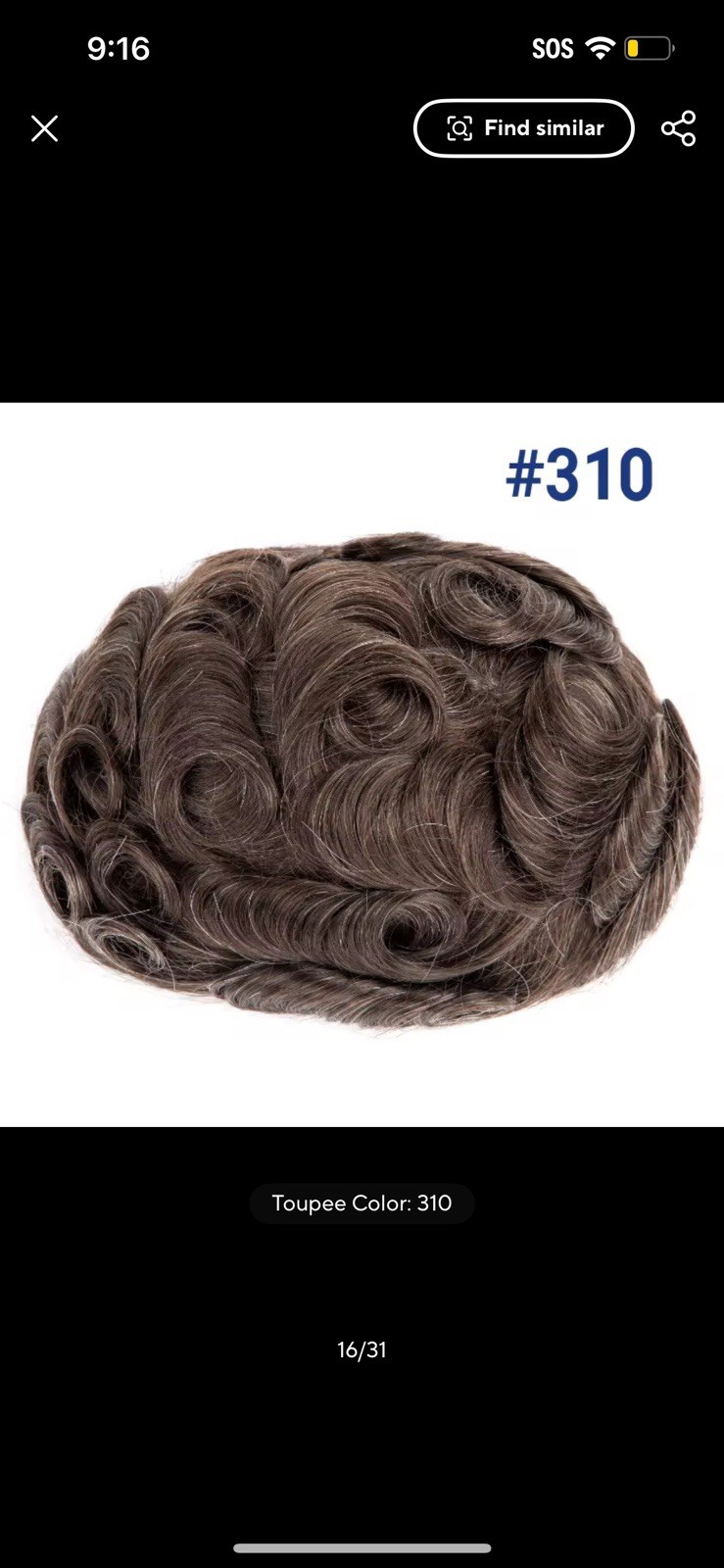 TEMCG Men’s Human Hair Toupee Hairpiece Mono Base Wavy Natural Multi Color