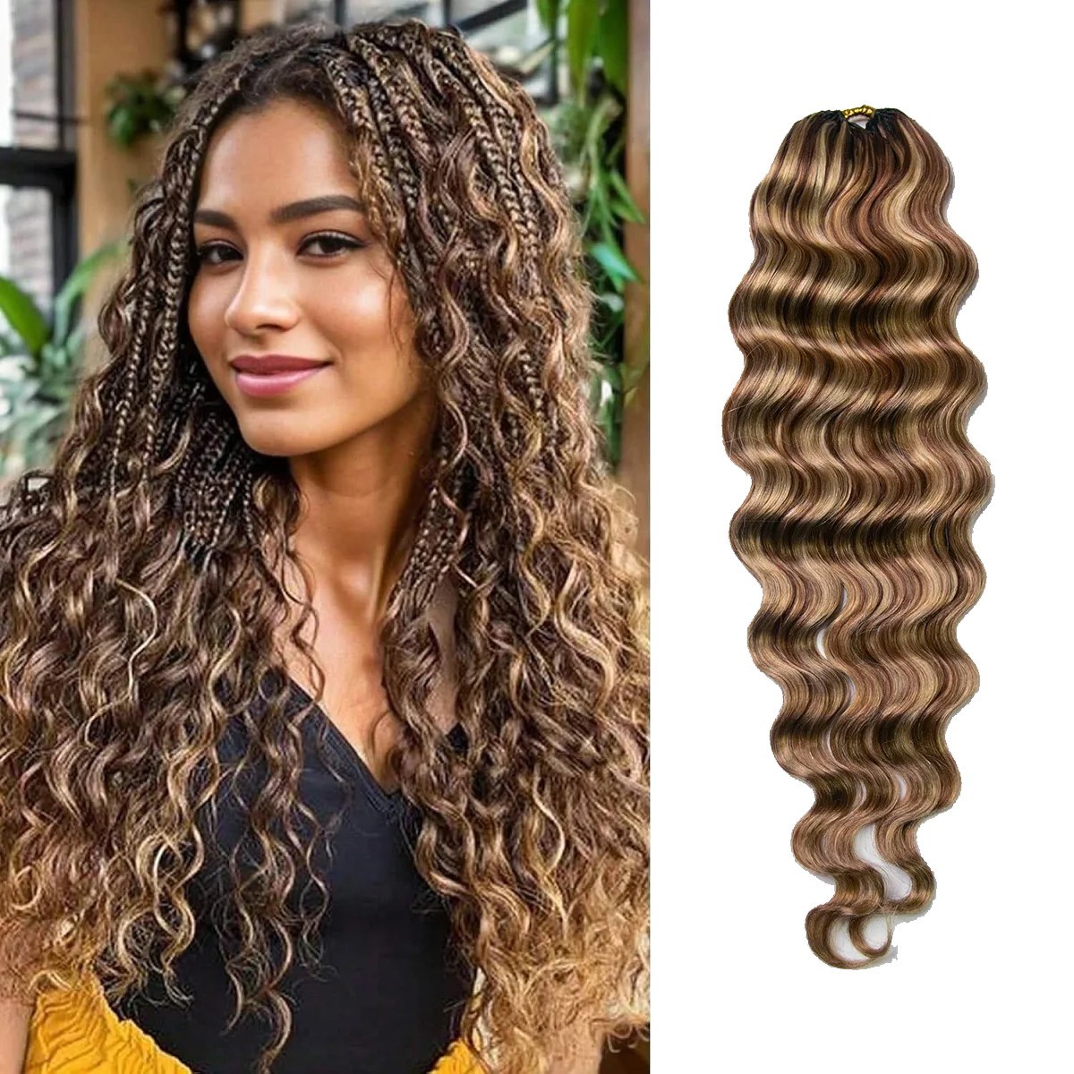 100% Human Hair Crochet Extensions – 4P27 Loose Deep Boho Braiding Hair 50g/Pac