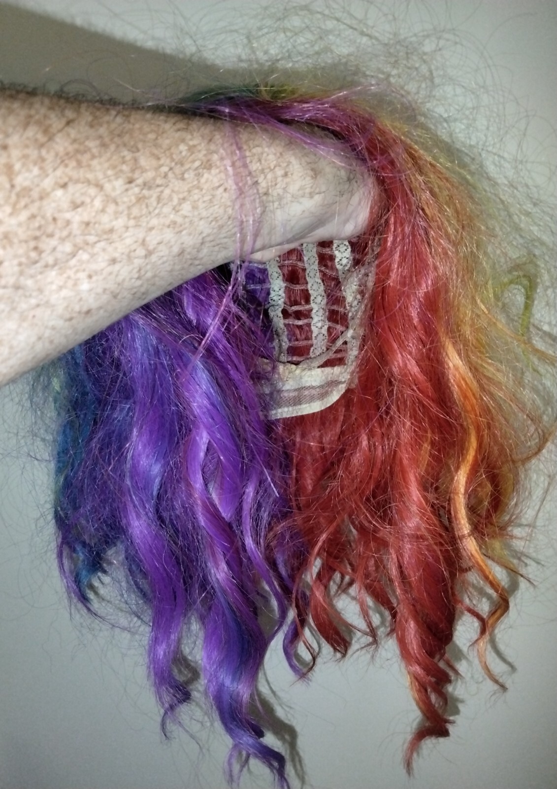 Multicolor Wig Halloween Costume Cosplay Wavy Synthetic Hair Adult One Size