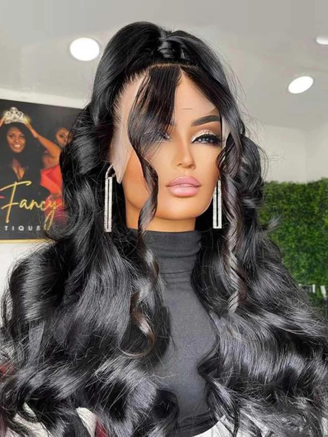 Natural Black 26 Inch Body Wave Human Hair Wig with 200% Density & Baby Hair
