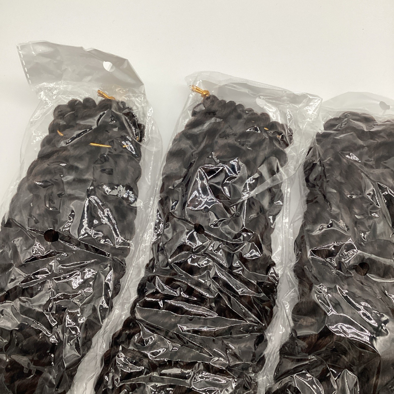 (6) Hair Braids Dark Brown Plastic Human Hair-Like Extensions Nip Free Shipping