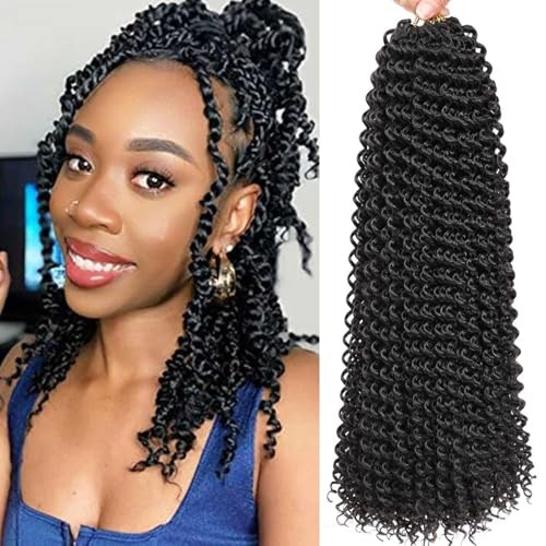 Passion Twist Hair-14 Inch 7 Packs Water Wave Crochet 14 Inch(Pack of 7) 1B#