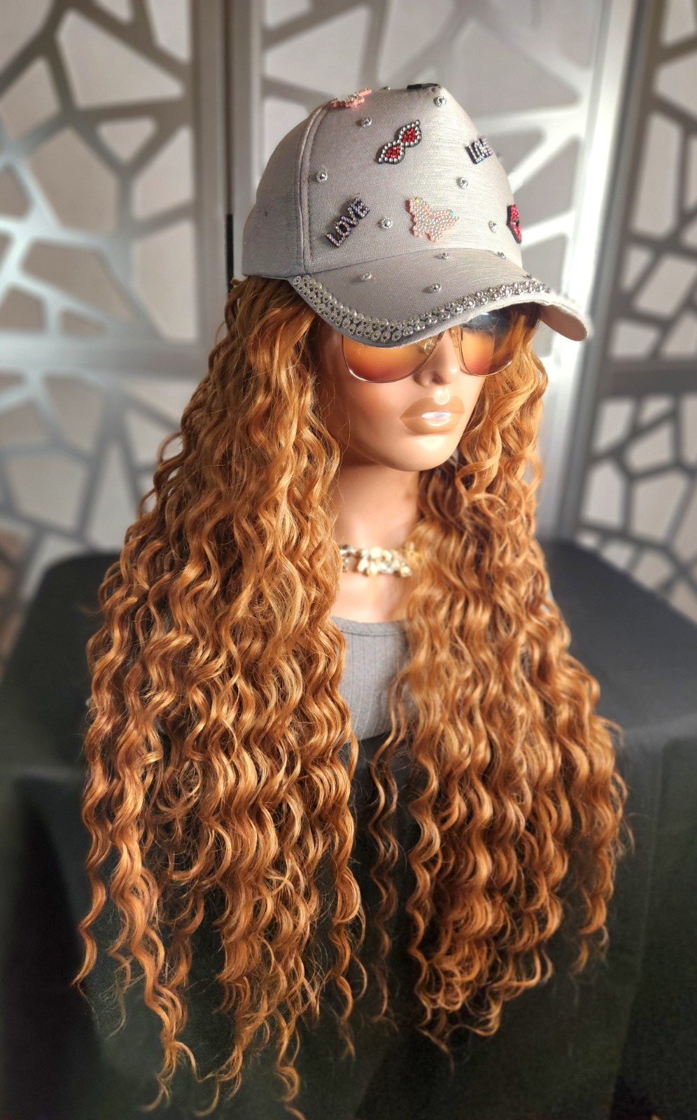 Strawberry Blonde Auburn Wig Curly Wig Lace Front Human Hair Blend Extra Long